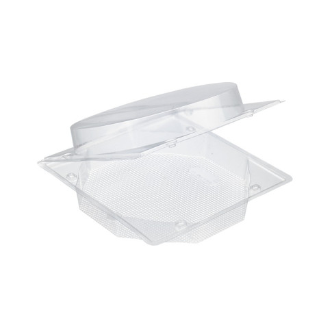 Boite blister plastique transparente avec couvercle charnière pour gâteau 26cm 315x315mm H110mm