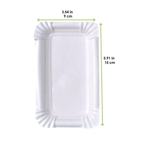 Assiette rectangulaire en carton vierge blanc 150x90mm
