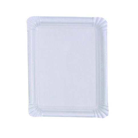Assiette rectangulaire en carton vierge blanc 225gsm 200x160mm