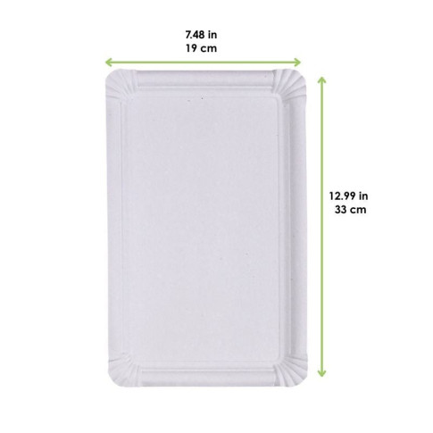 Assiette rectangulaire en carton recyclé blanc  330x190mm
