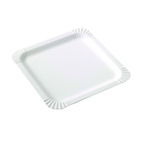 Assiette Carrée En Carton Blanc  210x210mm H0,2mm