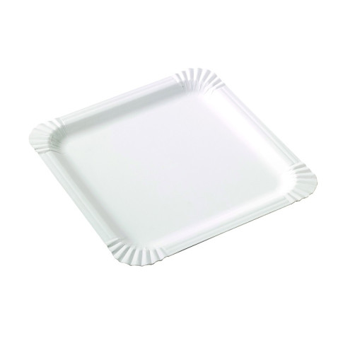 Assiette Carrée En Carton Blanc  210x210mm H0,2mm