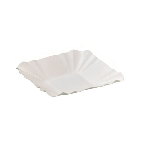 Assiette barque en carton blanc  108x108mm H20mm