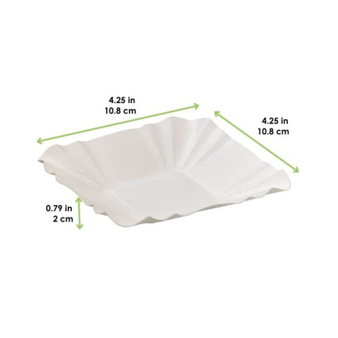 Assiette barque en carton blanc  108x108mm H20mm