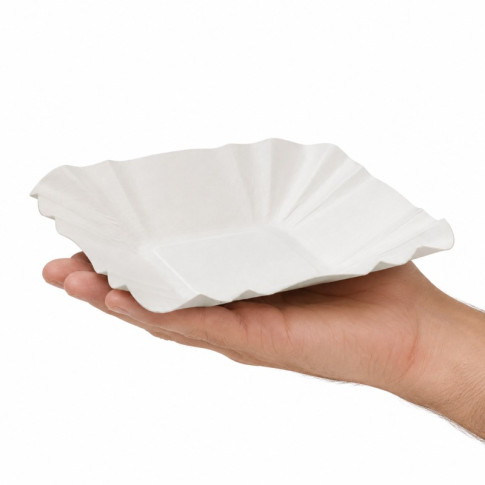 Assiette barque en carton blanc  108x108mm H20mm