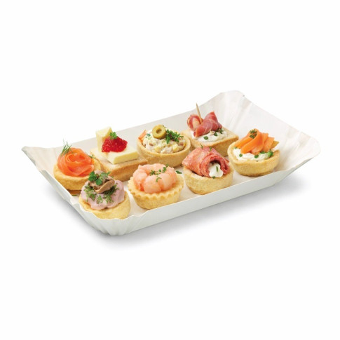 Assiette barque en carton blanc  180x120mm H50mm