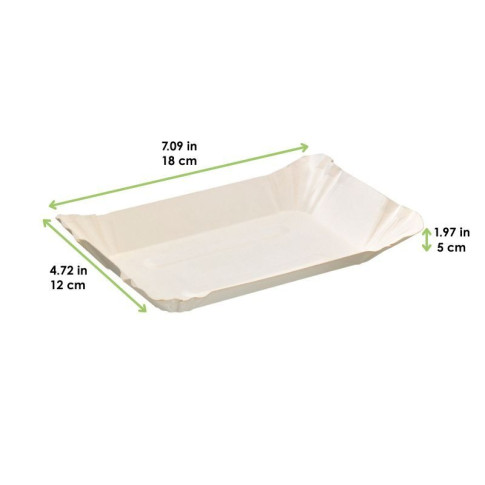 Assiette barque en carton blanc  180x120mm H50mm