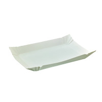 Assiette barque en carton blanc  240x180mm H20mm