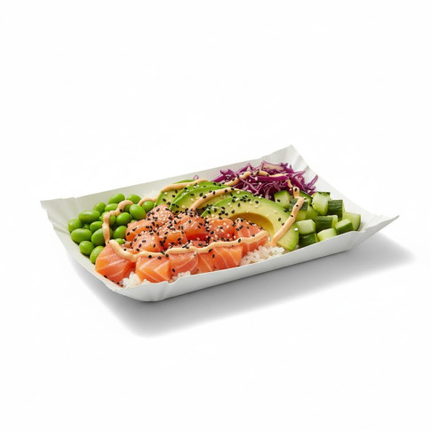 Assiette barque en carton blanc  240x180mm H20mm
