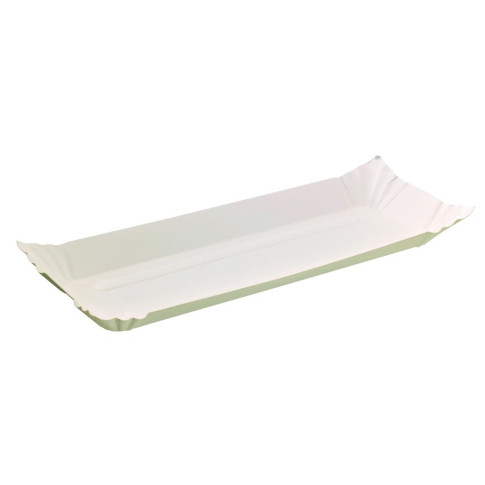 Assiette barque en carton blanc  320x130mm H13mm