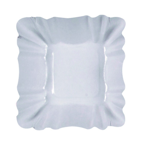 Assiette creuse carrée en carton laminé blanc  90x90mm H30mm