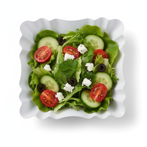 Assiette creuse carrée en carton laminé blanc  90x90mm H30mm