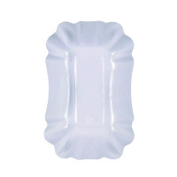 Assiette creuse rectangulaire en carton laminé blanc  140x90mm H30mm