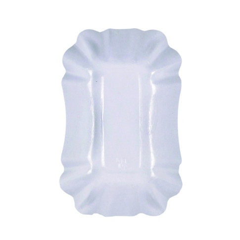 Assiette creuse rectangulaire en carton laminé blanc  140x90mm H30mm