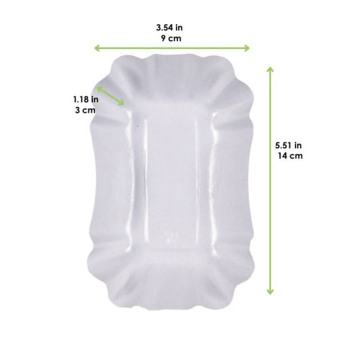 Assiette creuse rectangulaire en carton laminé blanc  140x90mm H30mm
