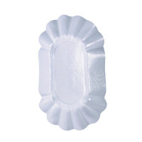 Assiette creuse ovale en carton laminé blanc 220x140mm H37,5mm