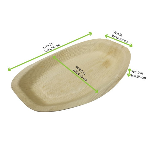 Plateau ovale en palmier  360x240mm H25mm