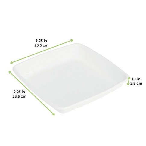 Saladier carré blanc en pulpe  235x235mm H28mm 1000ml