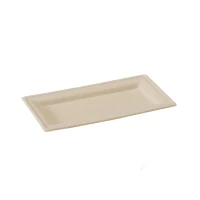 Assiette rectangulaire brune en pulpe  260x130mm