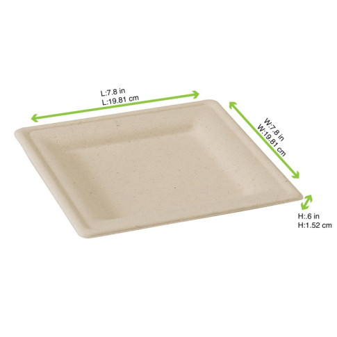 Assiette carrée brune en pulpe  200x200mm