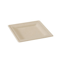 Assiette carrée brune en pulpe 200x200mm