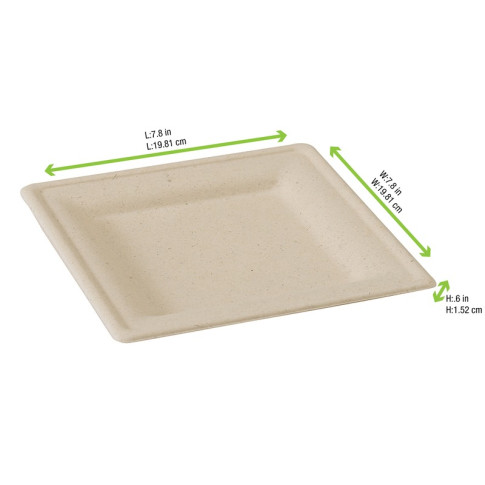 Assiette carrée brune en pulpe 200x200mm