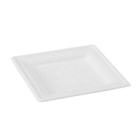 Assiette carrée blanche en pulpe  200x200mm