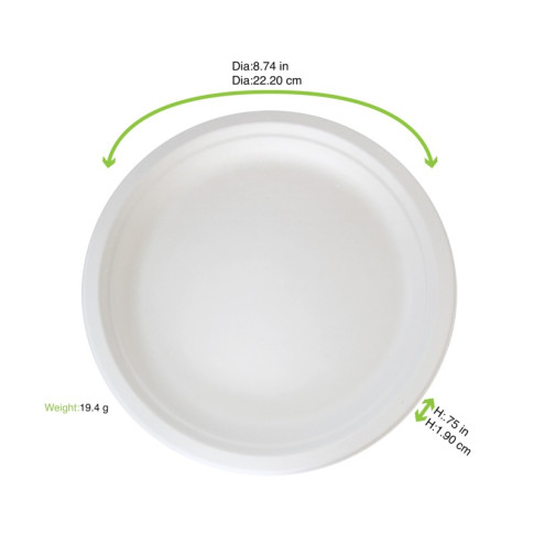 Assiette ronde blanche en pulpe   H20mm