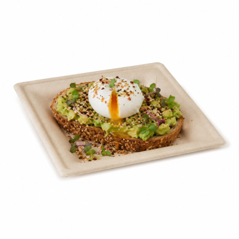 Assiette carrée brune en pulpe 260x260mm H20mm