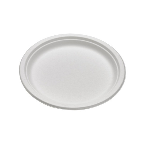 Assiette ronde blanche en pulpe   H26mm