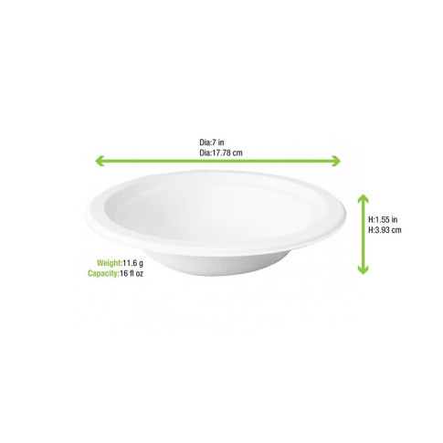 Bol rond blanc en pulpe   H39mm 450ml