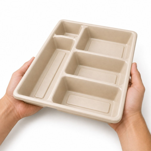 Plateau repas pulpe 5 compartiments 295x240mm H40mm