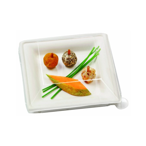 Couvercle RPET transparent  160x160mm H38mm