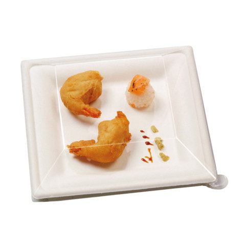 Couvercle plat transparent en plastique PET 200x200mm H50mm