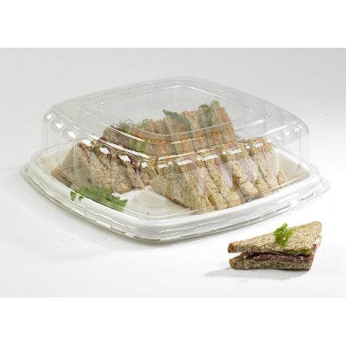 Couvercle plat transparent en plastique PET 318x318mm H85mm