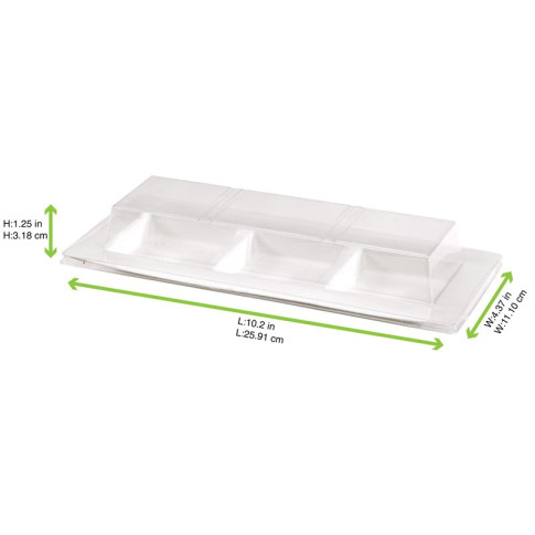 Couvercle plat transparent en plastique PET 260x110mm H32mm