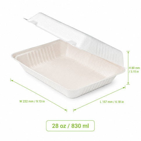 Coquille blanche en pulpe 230x156mm H80mm 830ml