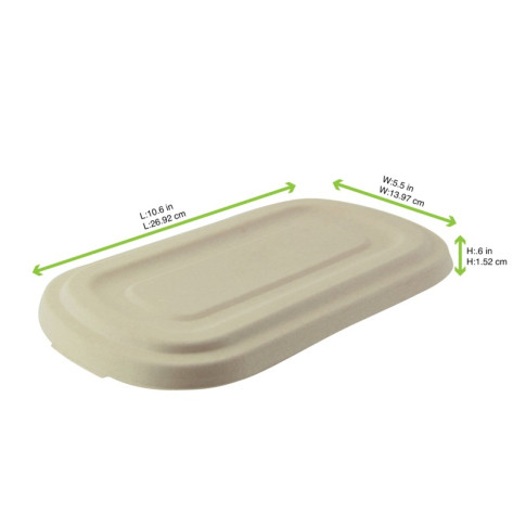 Couvercle plat rectangulaire brun en pulpe  269x139mm H16mm
