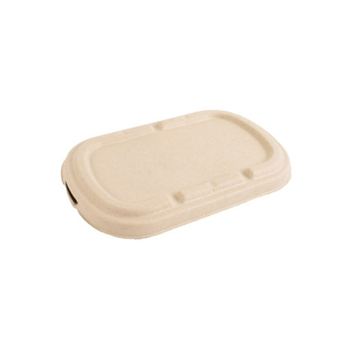 Couvercle plat rectangulaire brun en pulpe  205x123mm H15mm