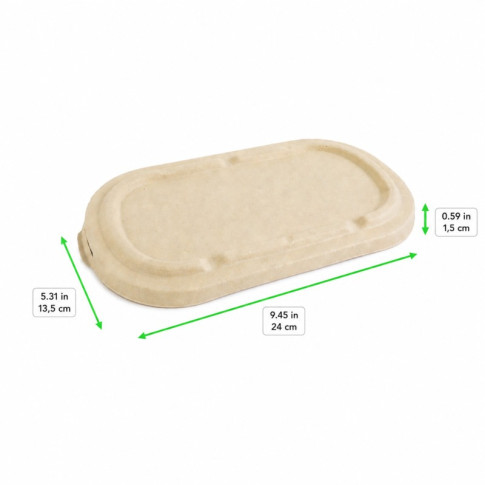 Couvercle plat rectangulaire brun en pulpe  240x135mm H15mm