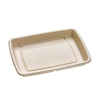 Plateau scellable pulpe rectangulaire brun laminé PLA  226x163mm H28mm