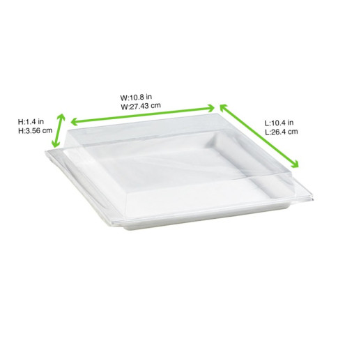Couvercle plat transparent en plastique PET 275x265mm H35mm