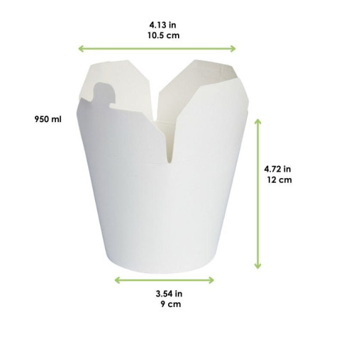 Pot carton blanc base ronde fermeture à fente  H120mm 950ml