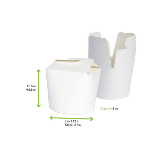 Pot carton blanc base ronde fermeture à boucle papillon  H59mm 230ml