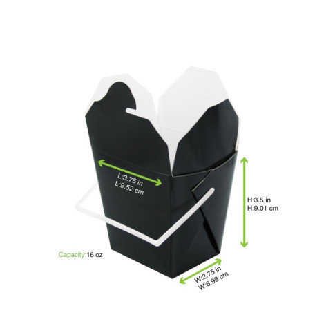 Boîte carré noir avec anse 92x74mm H90mm 415ml