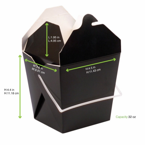 Boîte carré noir avec anse 100x100mm H110mm 950ml