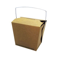 Boite carton kraft carré avec anse  95x73mm H90mm 450ml