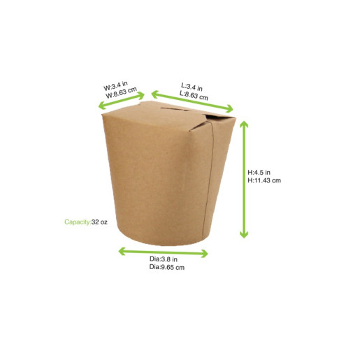 Pot carton rond kraft fermeture à fente 105x91mm H120mm 1000ml