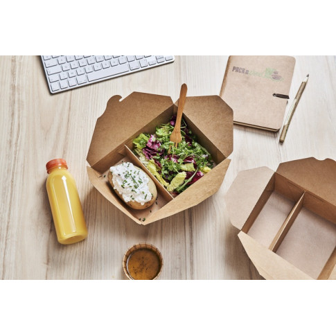 Boite repas carton kraft 2 compartiments  168x135mm H65mm 1 040ml