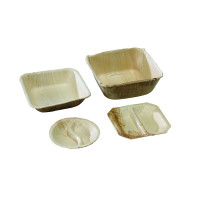 Coupelle carrée en palmier 2 compartiments  100x100mm H15mm
